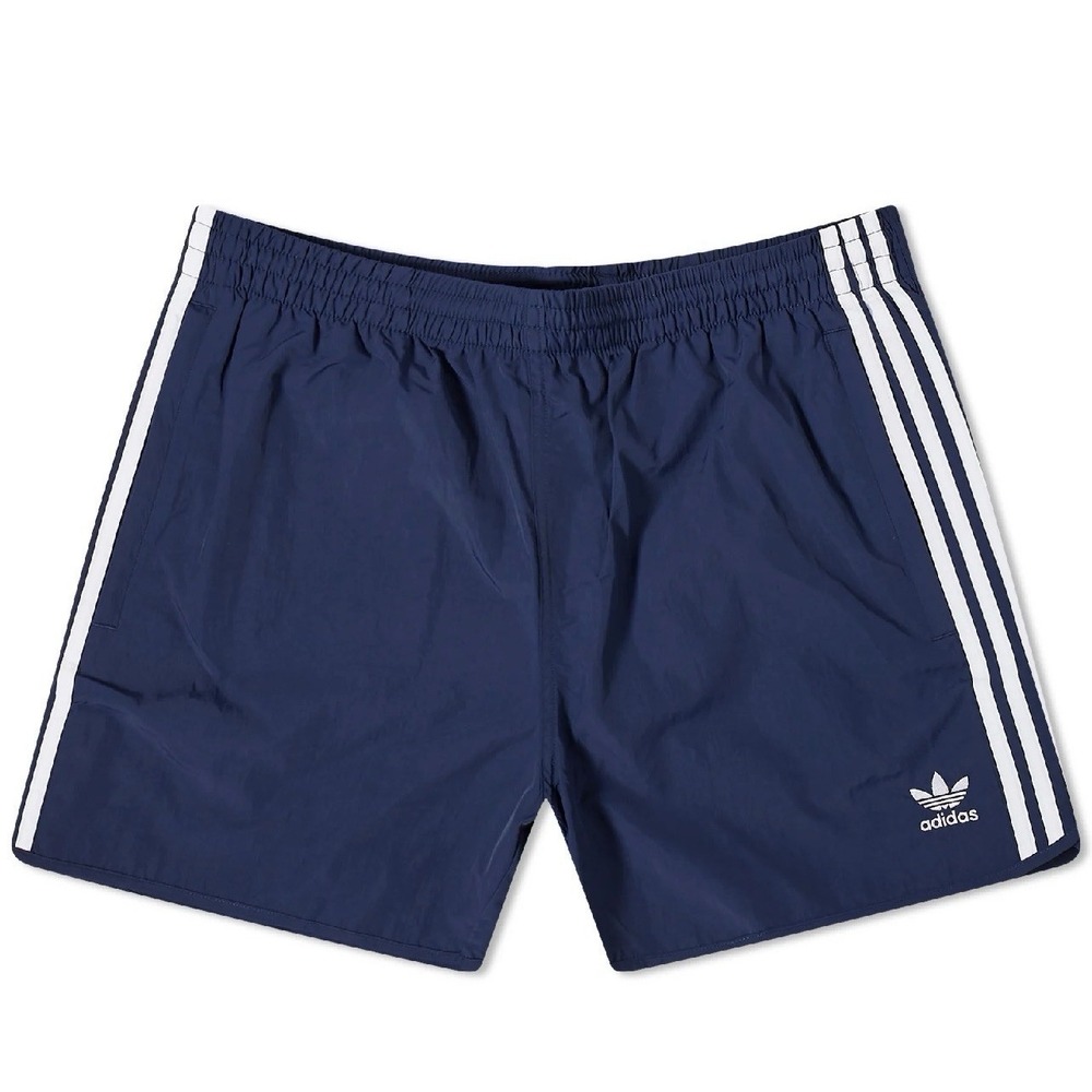 adidas Men’s Navy Blue Athletic Shorts with White Stripes